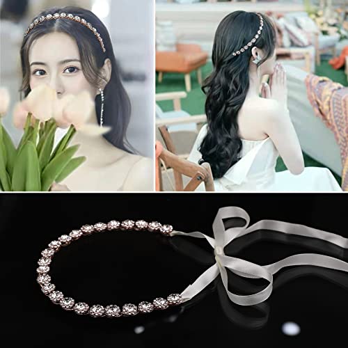 Flower Girl Headpiece，Rose Gold Wedding Headband for Flower Girl Bridal