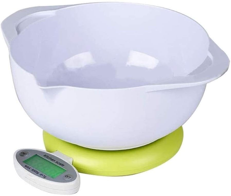 Portable Digital Kitchen Food Scales Highly Accurate Multifunction Digital Pocket Scale with Mixing Bowl and Foldable Back-lit LCD Display 919 (Color : White, Size : 5kg/1g)