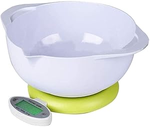 Portable Digital Kitchen Food Scales Highly Accurate Multifunction Digital Pocket Scale with Mixing Bowl and Foldable Back-lit LCD Display 919 (Color : White, Size : 5kg/1g)