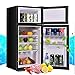 COSTWAY Compact Refrigerator, 3.4 cu. ft. Classic Fridge with Reversible Door, Adjustable Removable Glass Shelves, Mechanical Control, Recessed Handle for Dorm, Office, Apartment (Black)