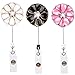 Qinsuee Bling Rhinestones Retractable Badge Holder, ID/Name Badge Reel Alligator Clip with Camellia, Easy to wear, 3 Pack (Multiple)