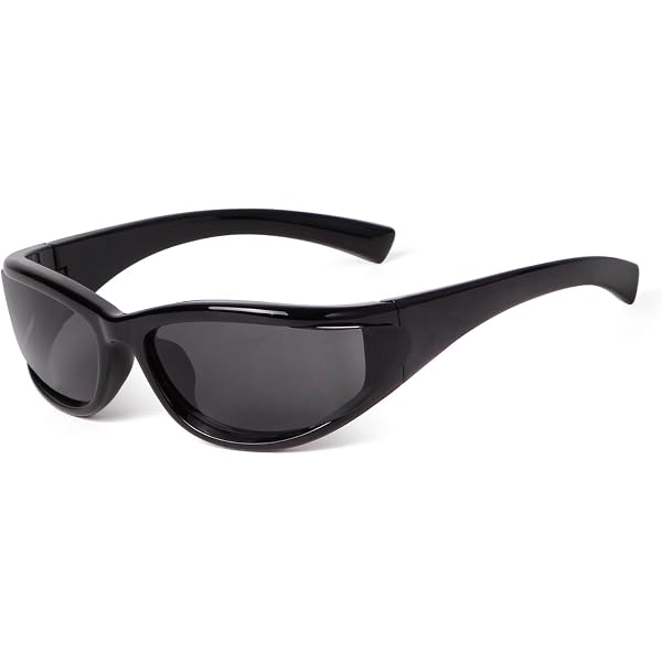 Y2K Wrap Around Sunglasses Rave Festival Thick Frame Hollow Out Sporty Shades Futuristic Punk Rave Style Black Wrap Around Y2K Sporty  main image 3