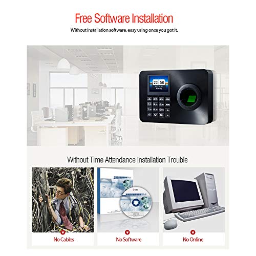 Aibecy ZK-TA10 Time Attendance Fingerprint Recognition Password System Attendance Machine 2.4inch Display Employee Checking-in Recorder US Plug - Thumbnail 3