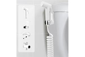 POCALAND Handheld Bidet Sprayer Kit for Toilet, for Feminine Wash, Bidet Faucet Cloth Diaper, Baby Wash, Pet Wash or Toilet Cleaning, with Spring Type Bidet Hose (White)