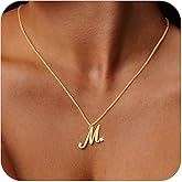 Poaiiu Initial Necklaces for Women,Dainty 14K Gold Plated Trendy CZ Letter Pendant A-Z Chain Choker Cursive Monogram Name Charm Necklace Simple Jewelry Gifts Birthday Valentines Anniversarie