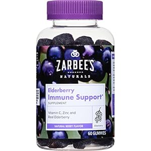 Zarbee's Naturals Elderberry Immune Support Supplement with Vitamin C, Zinc - Berry, Gummies, 60 Count