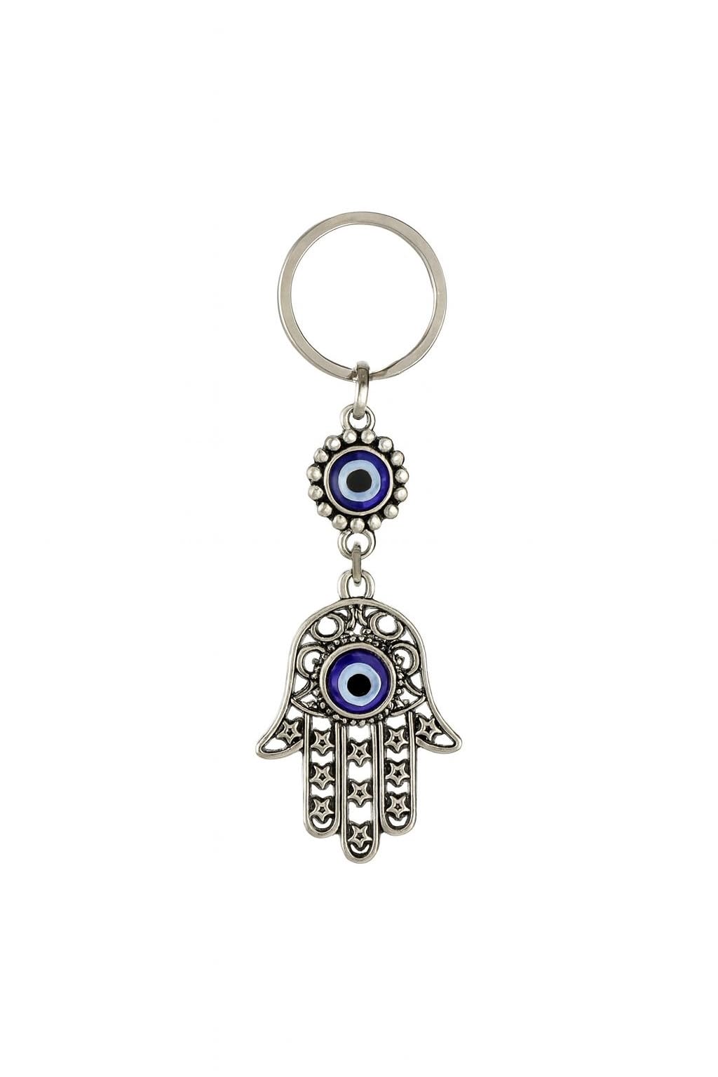 Primeone Evil Eye Hand Of Fatima Keyring, Keychain, Good Luck Gifts, Car Keyring, Eye Holder, For Unisex Adults & Youth, Blue