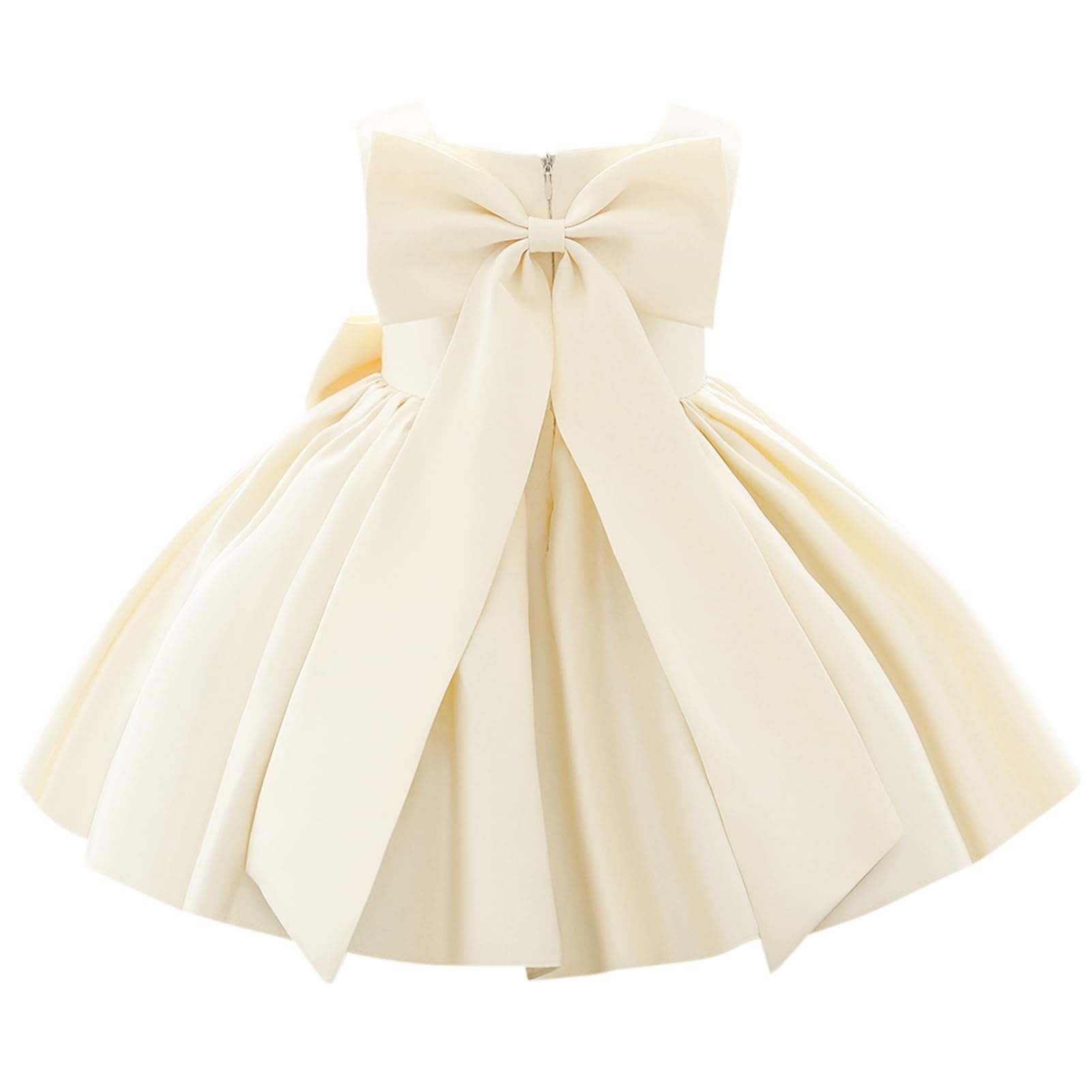 Photo 1 of Flower Girls Bowknot Tutu Dress for Kids Baby Wedding Bridesmaid Birthday Party Pageant Formal Dresses Toddler Little Princess First Communion Baptism Christening Dance Gown Champagne 3-4 Years