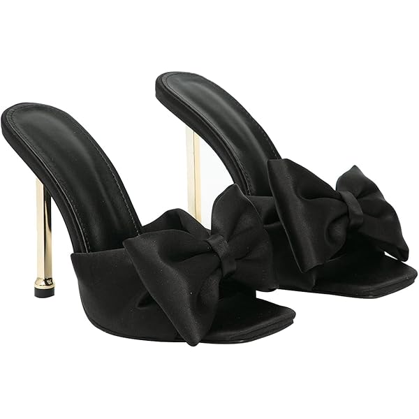 Amazon.com | ENJGU Women's Square Toe Bow Stiletto Mules