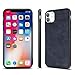 SALAWAT for iPhone 11 Case, Slim PU Leather Vintage Shockproof Phone Case Cover Lightweight Premium Soft TPU Bumper Hard PC Hybrid Protective Case for iPhone 11 6.1inch 2019 (Blue)