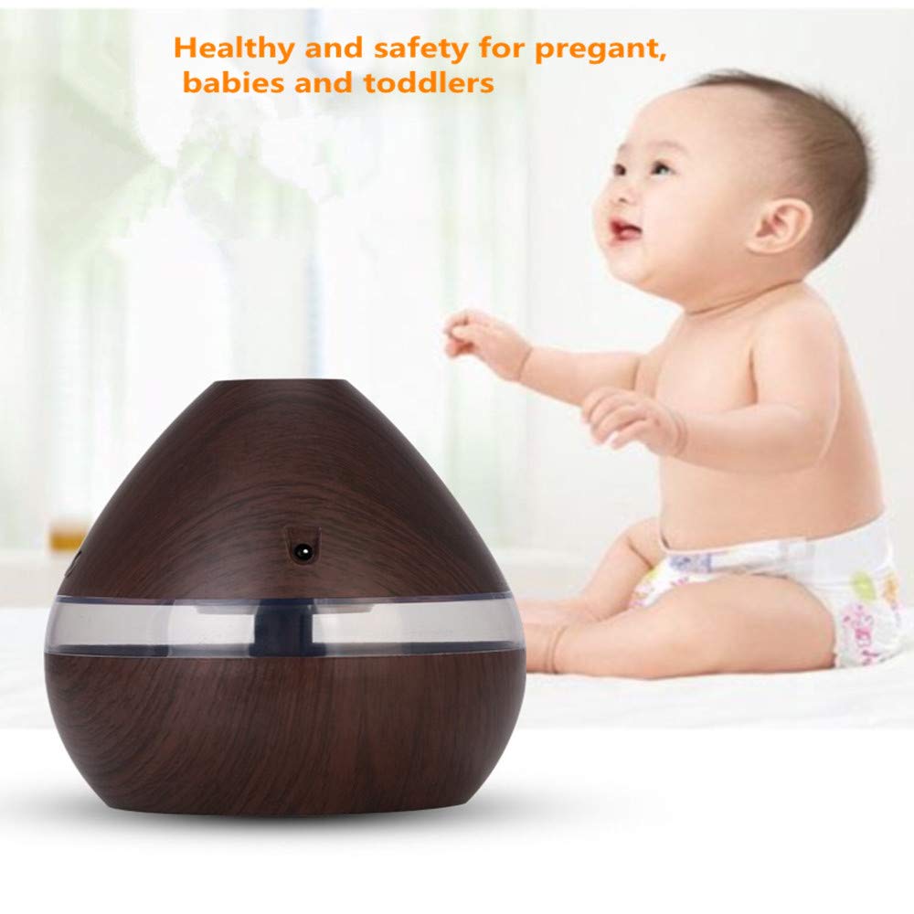 Essential Oil Diffuser, J\'sBeauty 300ml Wood Grain Aromatherapy Diffuser Cool Mist Humidifier with Auto Shut Off for Office Home Bedroom