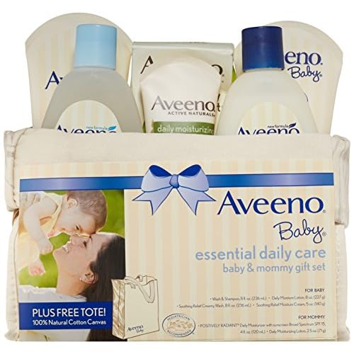 Aveeno Baby Gift Set, Daily Care Essentials Basket, Baby and Mommy Gift Set image