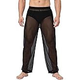 YINYOUYU Mens Mesh Pants See Through Underwear Pajama Bottoms Lounge Home Leggings Sleepwear Cool Dry Yoga Trousers