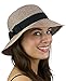 C.C Women's Paper Woven Cloche Bucket Hat with Color Bow Band