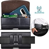 Tekcoo Phone Holster for Galaxy S8 S9 S10 A20 A50 iPhone 11 Pro iPhone X LG G8X Moto G7 Leather Belt Clip Pouch Carrying Wallet Cover Card Holder Slots(Fits Otterbox Defender/Lifeproof Case on) Black