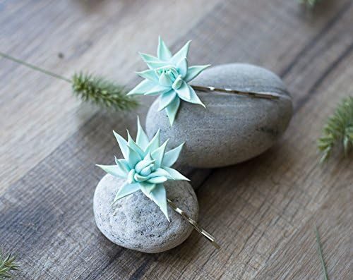 Succulent hair clips - succulent wedding gift - succulent headpiece - tropical hair clips - floral hair clips - mint hair clips - summer