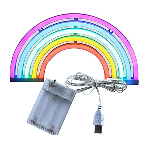 XIYUNTE Rainbow Neon Lights, Rainbow Lights Christmas Neon Wall Light Battery and USB Operated Light up LED Signs Rainbow Lamps for Children's Bedroom,Christmas,Wedding,Party Decoration