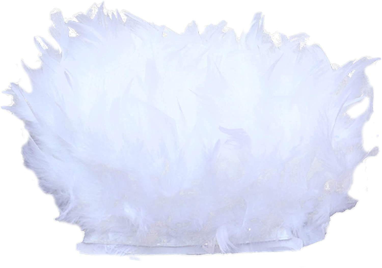 Bene Omnia Real Turkey Feather Fringe Trims for Millinery Fascinator Craft Dress Making 43 Colours (2 Meter,#1 White)