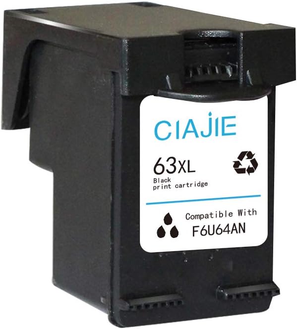CIAJIE Remanufactured Ink Cartridge 63 Replacement for HP 63XL Used in HP Officejet 3830 5255 4650 3831 4655 HP Envy 4520 4516 Deskjet 2130 2132 1112 3630 3633 3634 Printer(1 Black)