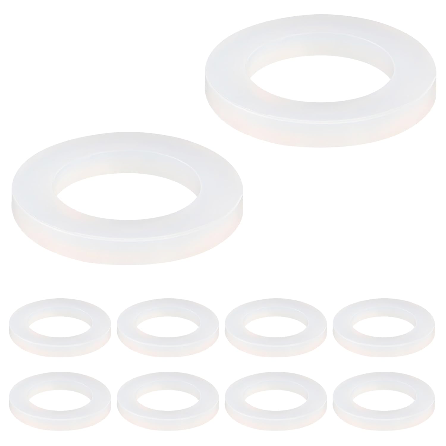 Qrity 10PCS Flat Silicone Gasket Sealing Ring, White Seals for G 1-1/4" Plumbing Pipes Faucet Washers Replacement, 39mm