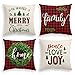 AVOIN Merry Christmas Saying Throw Pillow Cover Boxwood Wreath, 18 x 18 Inch Winter Holiday Buffalo Plaid Cushion Case for Sofa Couch Set of 4