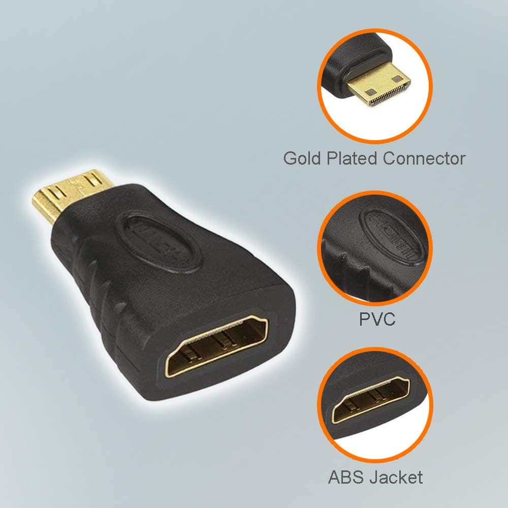 VCE 2-Pack HDMI Mini Adapter Gold Plated Mini HDMI to HDMI Connector 4K Compatible for Raspberry Pi Zero W, Camera, Camcorder, DSLR, Tablet, Video Card: Home Audio & Theater