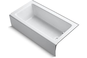 KOHLER 876-0 Bellwether 60-Inch x 32-Inch Cast Iron Alcove Bathtub with Integral Apron and Right Hand Drain, White