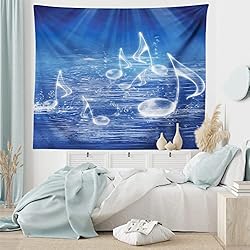 Ambesonne Music Tapestry, Water Musical Notes