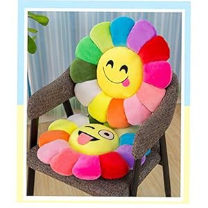 ROYAL TREND Sun Flower Smiley Cushions Chair Back | Sun Flower Design Kids Pillow | Emoji Pillow Cushions Set of 2…