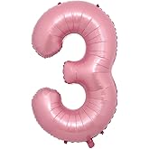 32 inch Pink Foil Number Balloon 0 1 2 3 4 5 6 7 8 9 Birthday Party Baby Shower Wedding Decoration Festival Ballon (32 inch Pink 3)