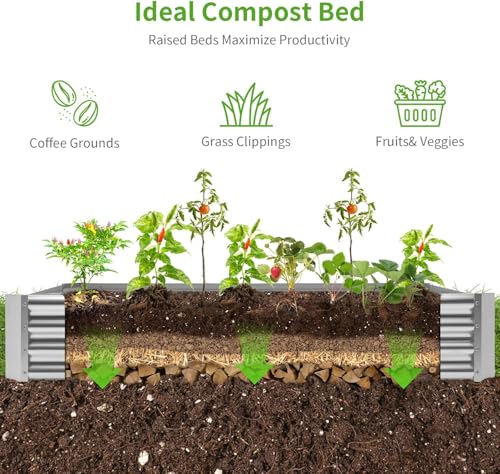 Land Guard 3 Pack 6×3×1ft Galvanized Metal Raised Garden Bed, Metal Planter Kit Box Outdoor for Deep-Rooted Vegetables, Flowers, Green and Herbs, Silver