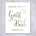 Guest Book Gold Foil Sign Wedding Reception Party Signage Art Print Modern Small Poster Decor 5 inches x 7 inches D34