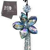 Qf Rainbow Crystals Flower Car Pendants Lucky Hanging Rearview Mirror Pendant Car Decor Ornament…