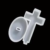 【300+ Design Optional】 Fuehbur Cross with Base Epoxy Resin Silicone Mold for Car-Freshie Plaster Decoration, Blessed Cross Resin Mould【Mold Length: 7.08 in, Depth: 0.89 in】