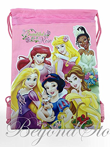 Disney Princesses Light Pink Drawstring Backpack Tote Bag