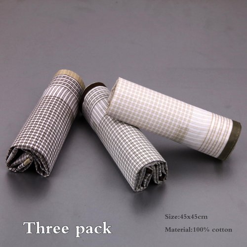 YEA0201 Checkered 3 Piece In Gift Pack Y&G Mens Hankies - Brown,Beige,Olive Drab
