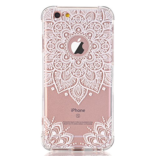 iPhone 6/6S Case, LUOLNH White Henna Mandala Transparent Clear Design TPU Bumper Protective ShockproofBack Case Cover for iPhone 6/6s (4.7 Inch)