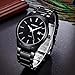 Mens Watches Big Dial Auto Date Black Stainless steel Strap Watch Waterproof Quartz Wristwatch