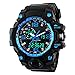 Ireloj Men's Large Dual Dial Analog Digital Quartz lectronic Sport Watch Water Resistant,Blue