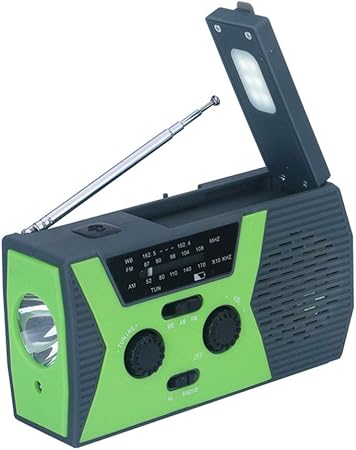 Amazon Heallily Noaa気象ラジオam Fm付きソーラーパワードラジオハンドクランクラジオ 緊急登山ハイキングキャンプ用の懐中電灯リーディングランプ 緑 Heallily ポータブルラジオ