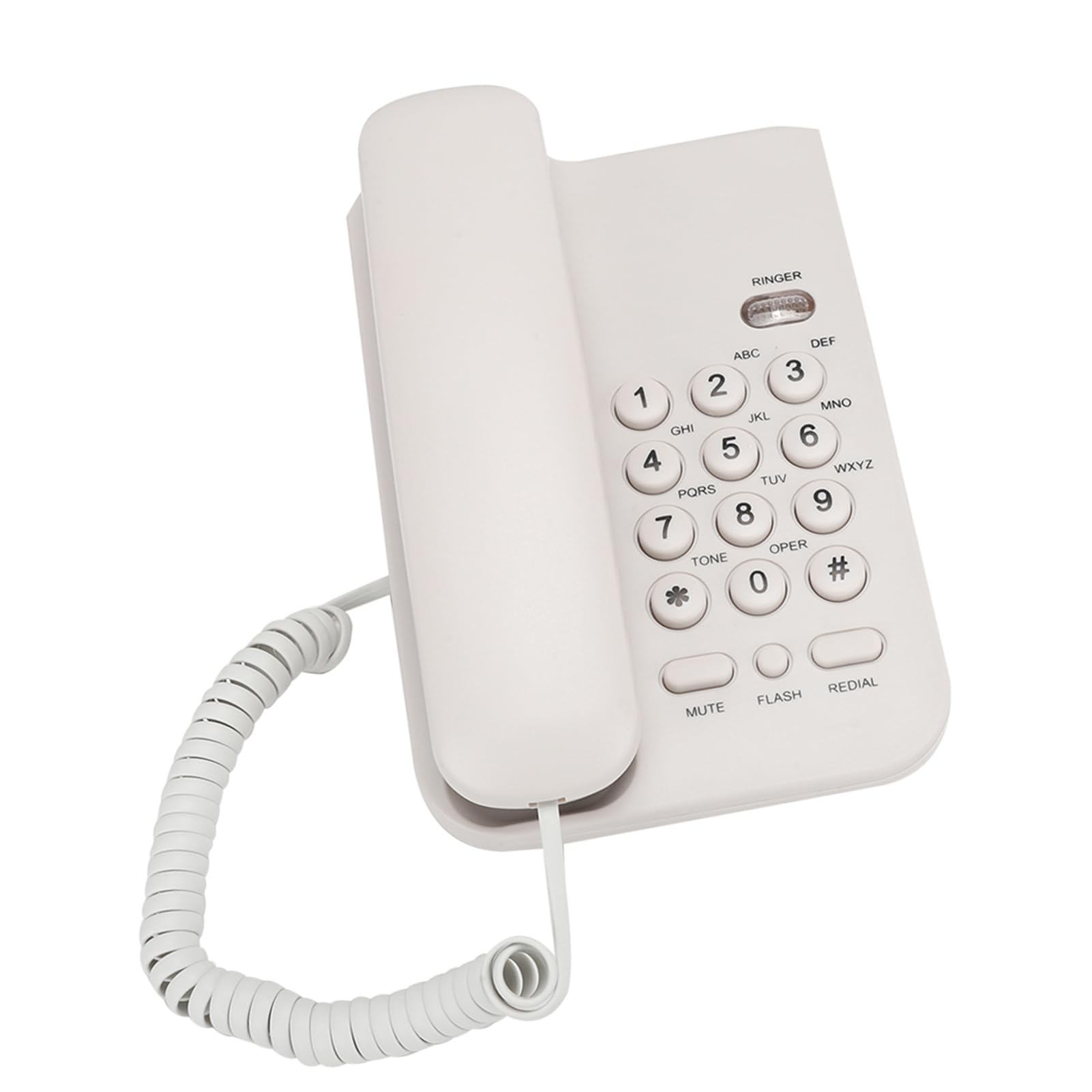 Corded Landline Telephone for UK Line - Compact Desktop/Wall-Mountable Extension Phone with Caller ID, Portable Design for Home, Office & Hotel Use (White)