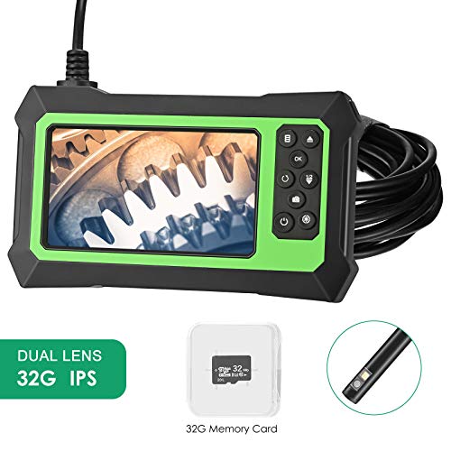 S SMAUTOP Industrieendoskop 1080P HD-Endoskopkamera mit Zwei Objektiven Doppelkameraendoskop mit 8 einstellbaren LED…