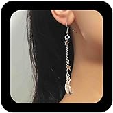 Iaceble Boho Long Star Moon Dangle Earrings Acrylic Crescent Moon Drop Earrings Silver Star Tassel Earrings Transparent Crescent Earrings Jewelry for Women and Girls