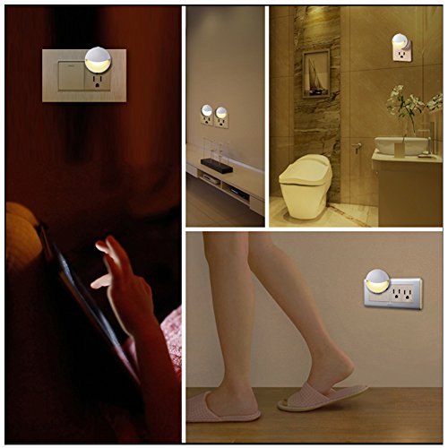 Plug-in LED Night Light Lamp with Auto Dusk to Dawn Sensor, Light Control 0.2W Warm White for Bedroom, Bathroom, Kitchen, Hallway, Stairs, Energy Efficient, Compact 4-Pack Yellow - Thumbnail 5