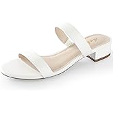 Ankis Women Black White Nude Clear Heels Sandals - 1 Inch Heels for Women Low Chunky Block Heels Comfortable Two Strap Open Toe Flat Sandals Shoe for Dressy Wedding Summer