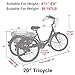 H&ZT Tricycle 1-Speed Trike Cruiser Bike 3 Wheeled Bicycle w/Large Basket and Maintenance Tools, Teenager Men’s Women’s Cruiser Bicycles (Blue, 1 Speed, 20″)thumb 2