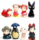 Karen accessories Hayao Miyazaki Animation Figures Set, 8 Pcs Spirited Away Yubaba Ponyo Mononoke Princess Totoro Kiki's Delivery Service Jiji Cat