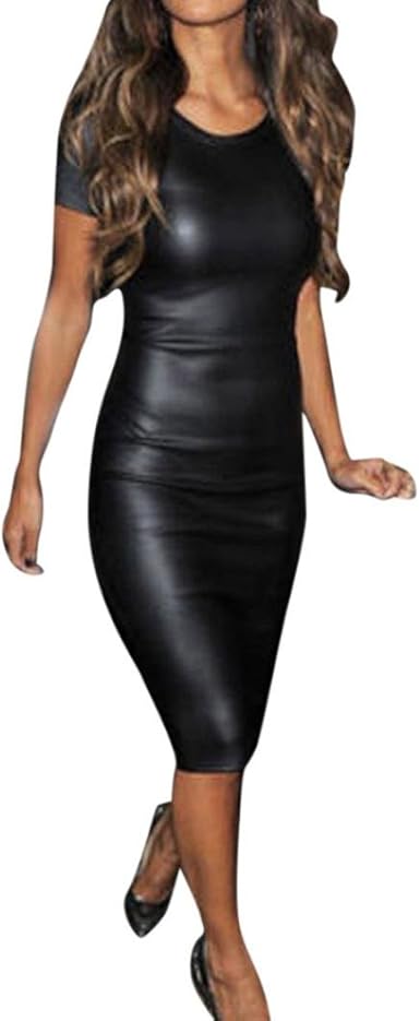 leather look bodycon dress