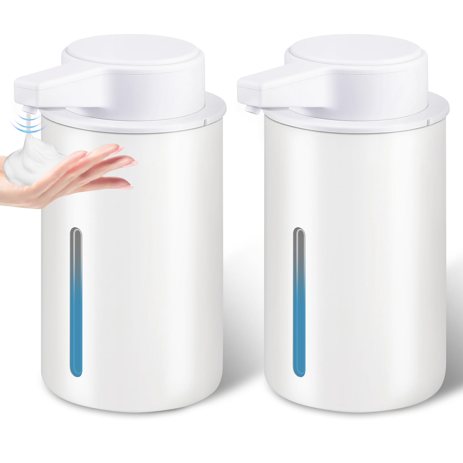 Photo 1 of 2 Pack Automatic Foaming Soap Dispenser, 13.5oz Touchless Electric Hand Soap Dispenser, Rechargeable Foam Pump for Bathroom Countertop, Kids & Family Use (White)