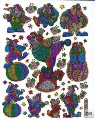 Clown Circus Multicoloured 38 Sticker Set 1 sheets 135 mm x 100 mm Stickers Crafts Children Party Metallic Look